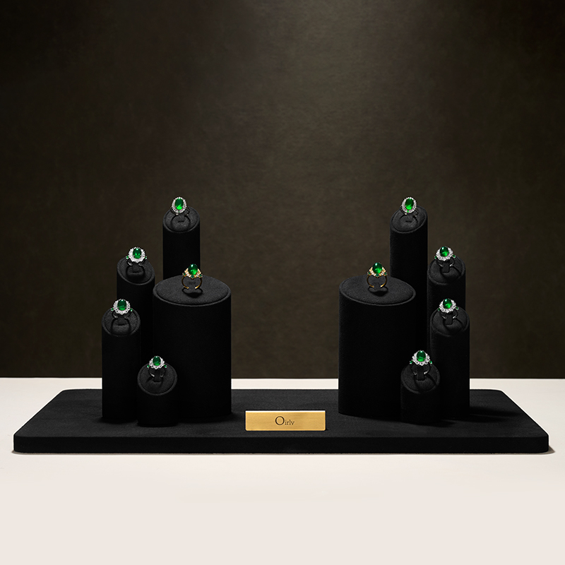 TT076 Custom Black Window jewelry display cabinet Jewelry display sets luxury