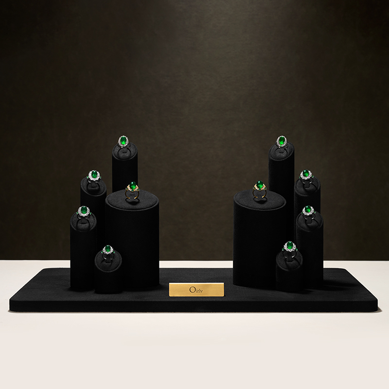 TT076 Custom Black Window jewelry display cabinet Jewelry display sets luxury