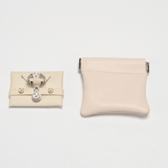 Jewelry Pouch Beige PU Leather Pouch Necklace Earring Storage Pouch Jewelry Packaging