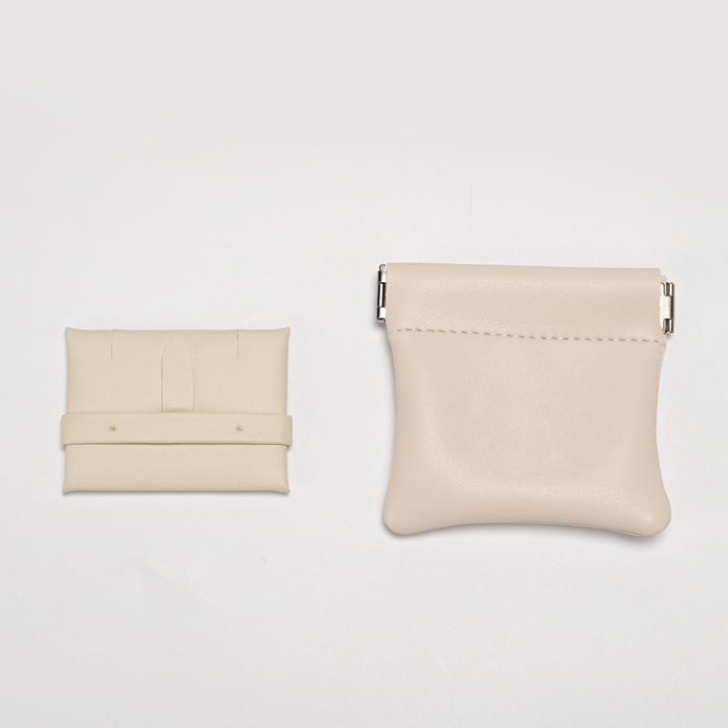 Jewelry Pouch Beige PU Leather Pouch Necklace Earring Storage Pouch Jewelry Packaging