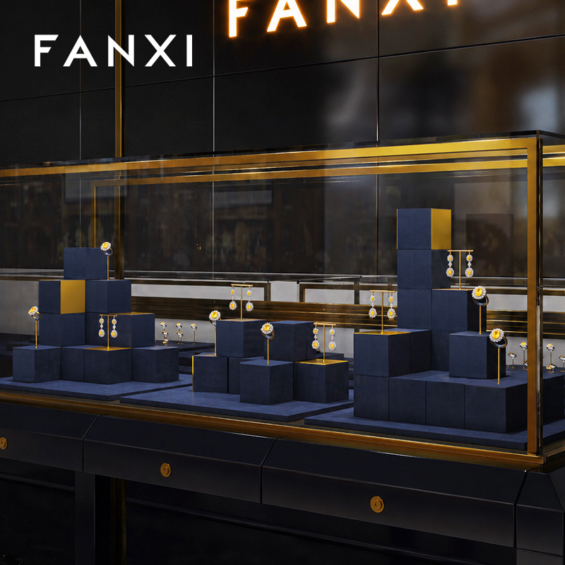 TT583-585 Jewelry Display Set Metal Velvet Ring Earring Display Stand Luxury Display Set