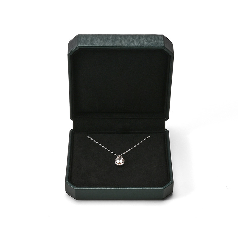 Green Leather Black Microfiber Necklace Box Jewelry Box High Quality Custom Logo Ring Box