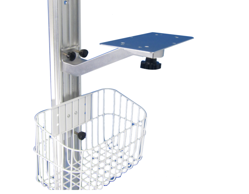 Fix-plate S-arm wall mount stand with basket