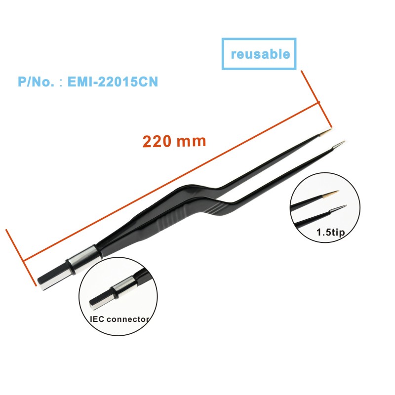 Hot sales import EMI bipolar forceps Black nylon coated Non Stick 1 for electrosurgical unit leep knife IEC socket