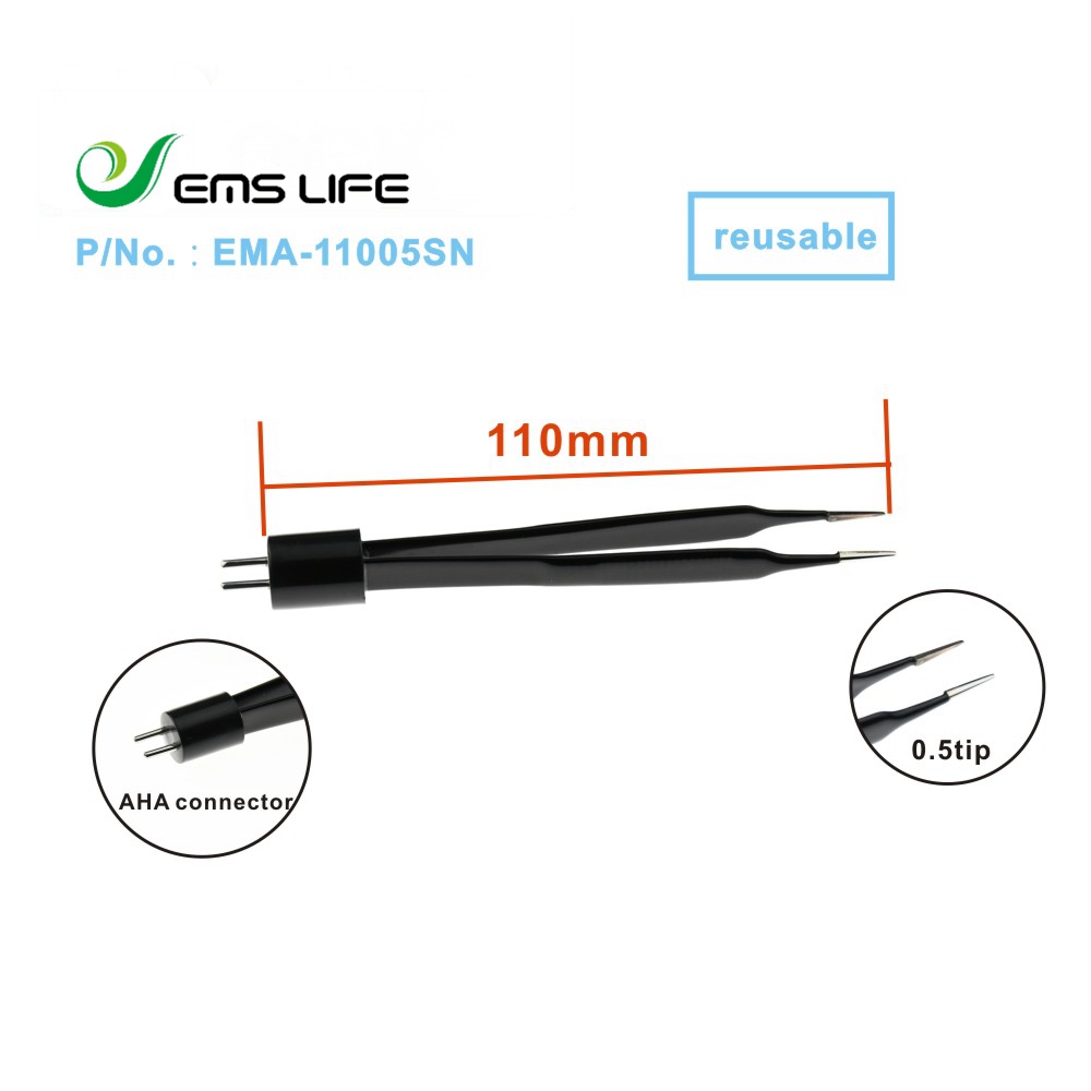 High quality import EMI bipolar forceps Black nylon coated Non Stick for electrosurgical unit leep knife AHA socket