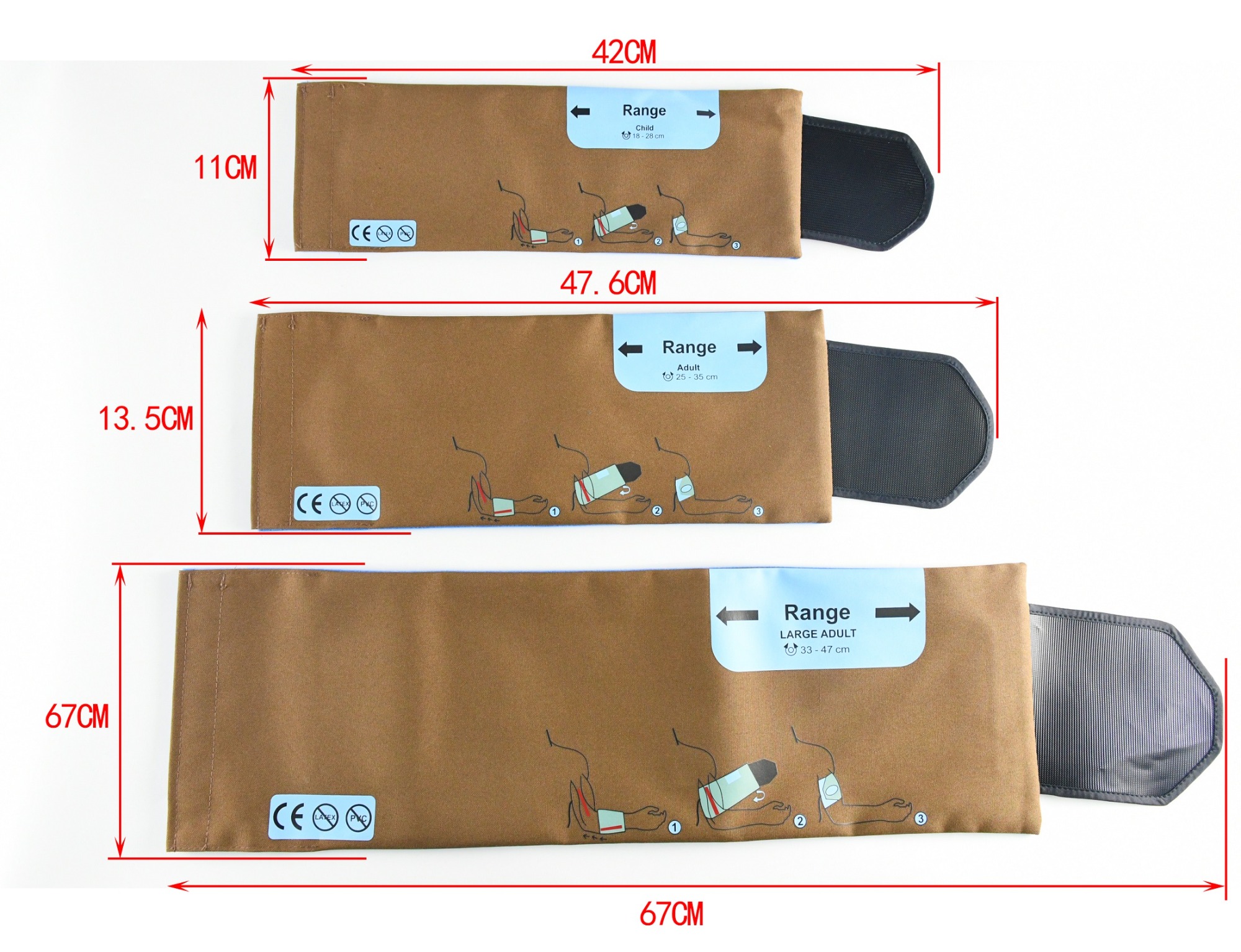 Reusable Blood Pressure Cuff Double Tube Large Adult Use 33 - 47