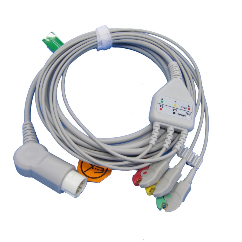 Hot sales One-piece 3 or 5 Leads Snap Or Clip ECG cable and leadwires for PHILIP-S 12pin ECG machine