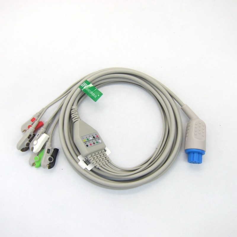 wholesales the new One-piece ECG CABLE with 3 leads, 5 leads snap and clip for DATEX for madical and patients