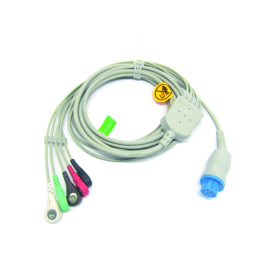 wholesales the new One-piece ECG CABLE with 3 leads, 5 leads snap and clip for DATEX for madical and patients