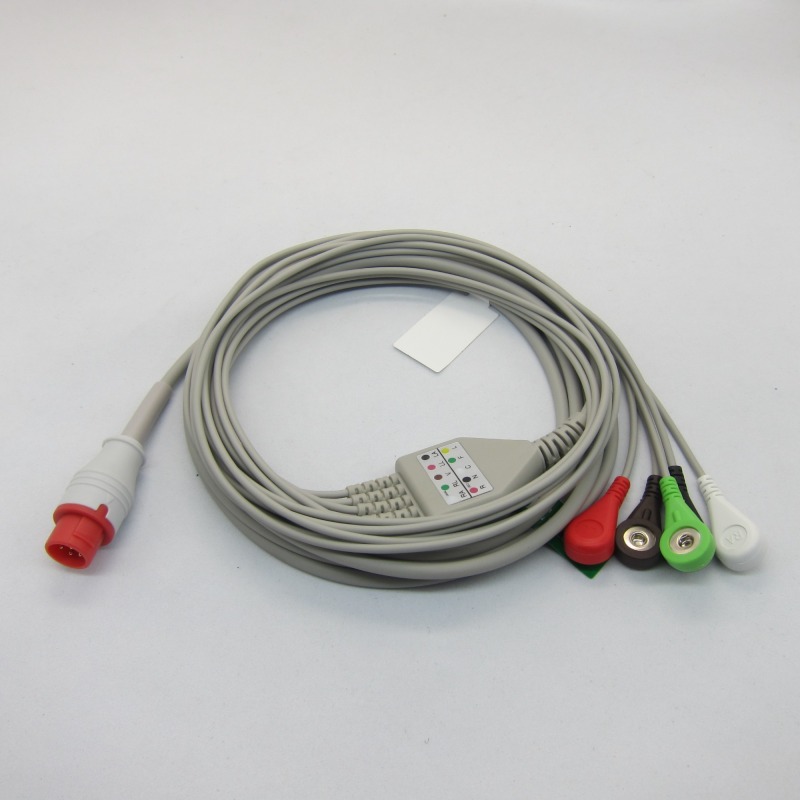 One-piece 3 or 5 Leads Snap Or Clip ECG cable and leadwires for Bionet BM3