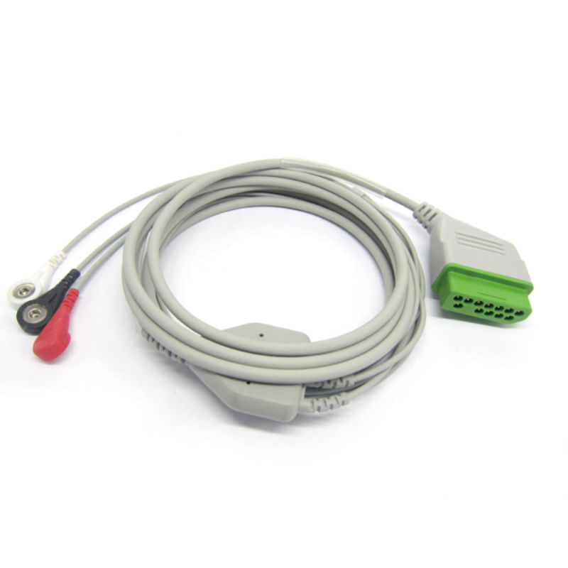 Medical One-piece 3 or 5 Leads Snap Or Clip ECG cable and leadwires for NIHON KOHDEN