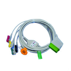 Medical One-piece 3 or 5 Leads Snap Or Clip ECG cable and leadwires for NIHON KOHDEN