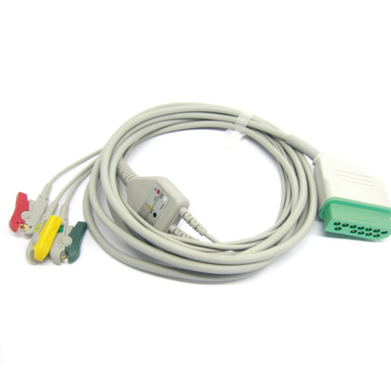 Medical One-piece 3 or 5 Leads Snap Or Clip ECG cable and leadwires for NIHON KOHDEN