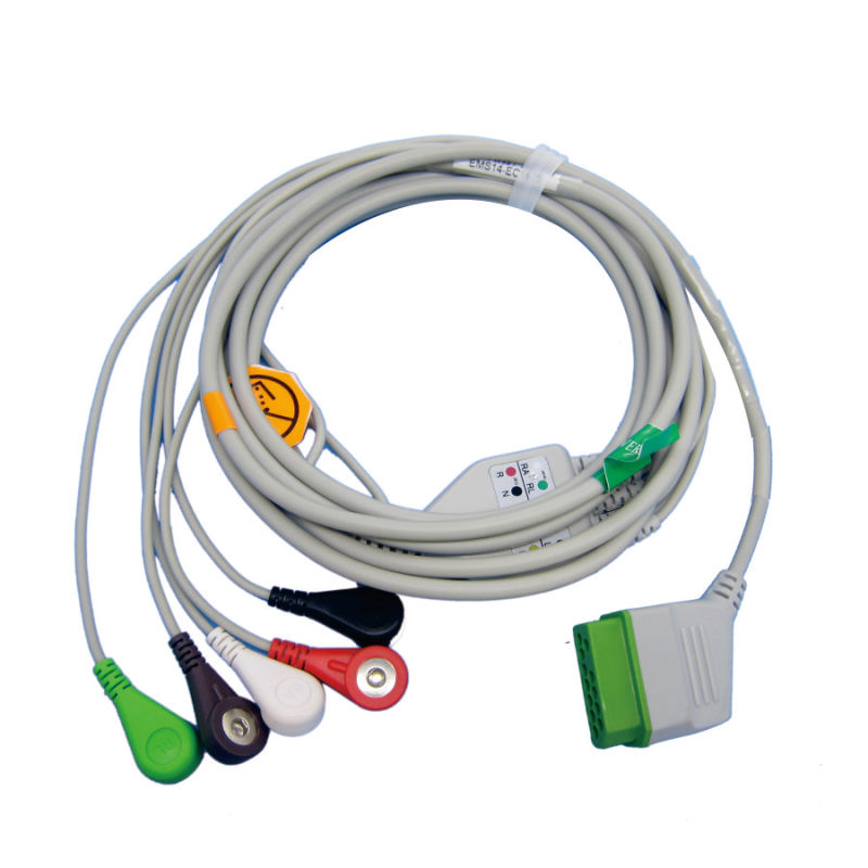 Medical One-piece 3 or 5 Leads Snap Or Clip ECG cable and leadwires for NIHON KOHDEN