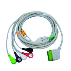 Medical One-piece 3 or 5 Leads Snap Or Clip ECG cable and leadwires for NIHON KOHDEN