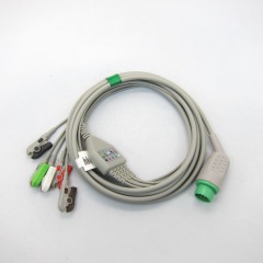 Factory supplier One-piece 3 or 5 Leads Snap Or Clip ECG cable and leadwires for biolight M-series