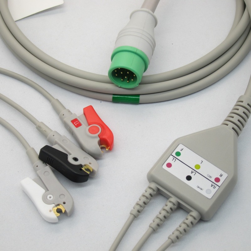 COMEN C-series One-piece 3 or 5 Leads Snap Or Clip ECG cable and leadwires for ECG machine