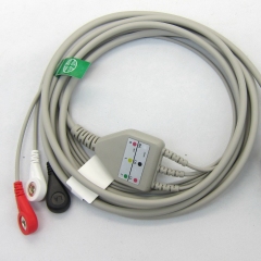 Factory supplier One-piece 3 or 5 Leads Snap Or Clip ECG cable and leadwires for Fukuda 12pin