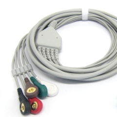 Factory supplier One-piece 3 or 5 Leads Snap Or Clip ECG cable and leadwires for Fukuda 12pin