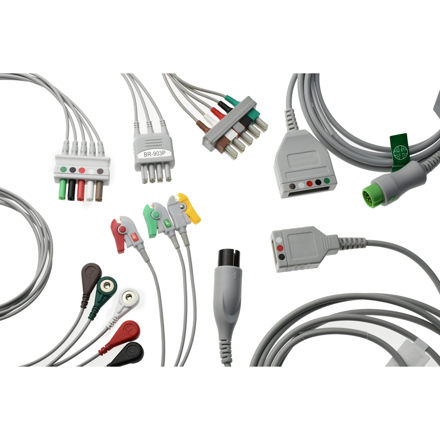 ECG Electrodes Wire Trunk Cable and 3 Or 5 Leads for Popular Din style