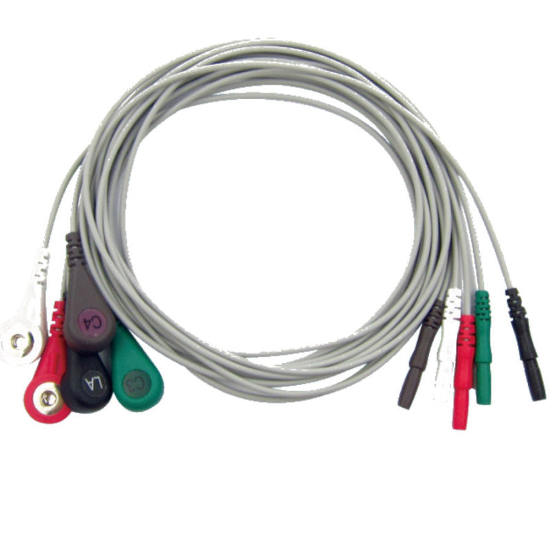 Popular Din style OD=2.0 One-piece 3 or 5 Leads Snap Or Clip ECG leadwires for ECG cable machine