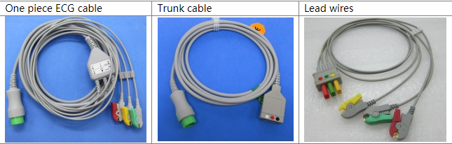 Hot sales 3 or 5 Leads Snap Or Clip ECG leadwires for MINDRAY MEC1000/2000 PM7000/8000/9000