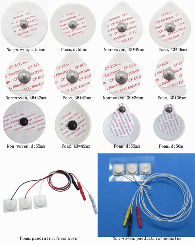 Diameter 30*36mm Medical disposable ecg electrodes foma/ non woven button neonatal ecg electrode