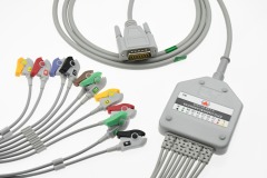 Popular EKG cable with 10leadwires,Banana4.0/Din3.0/Snap/clip for Nihon Konden