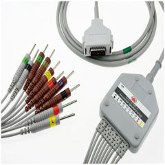 2021 new Popular EKG cable with 10leadwires Din3.0/Banana4.0/Snap/clipfor FUKUDA EKG machine