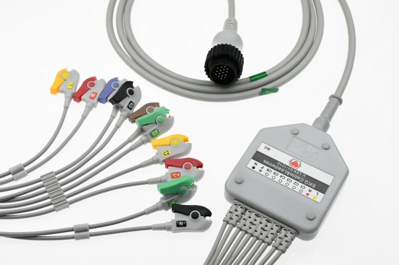 Hospital Popular EKG cable with 10leadwires Din3.0/Banana4.0/Snap/clip for KANZ A style