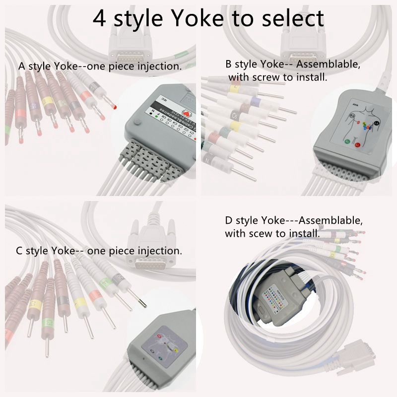 Hospital Popular EKG cable with 10leadwires Din3.0/Banana4.0/Snap/clip for KANZ A style