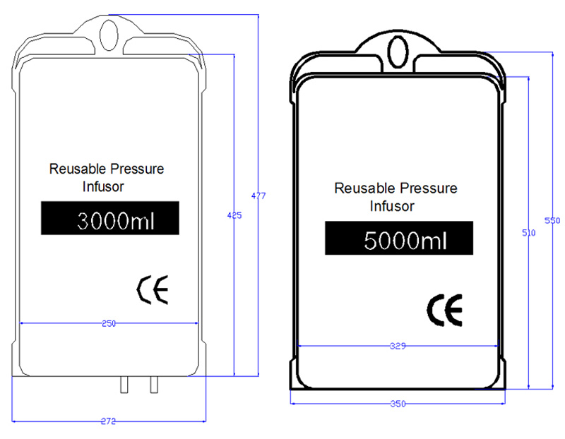 Pressure Infusion Bag With Gauge And Bulb Pulse Injection For Emergence Pulse Injection Patient Monitor