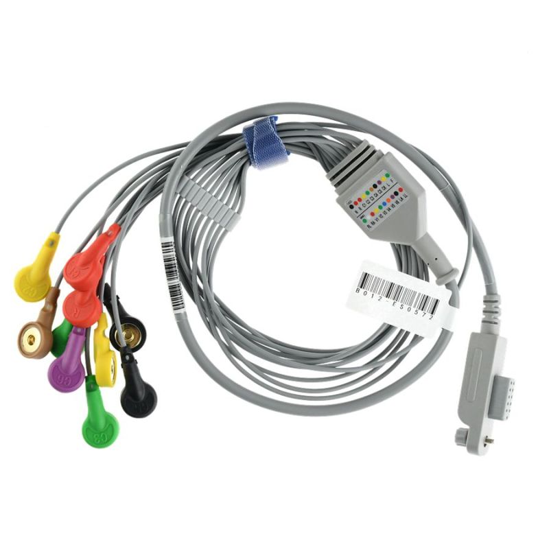 wholesales ECG machine Holter ECG cable with 10 lead snap for Jincomed square connector