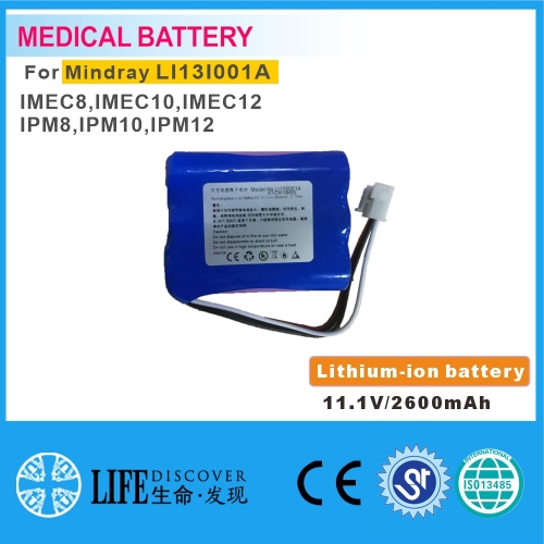 Lithium-ion battery 11.1V 2600mAh compatible for MIDRAY LI13S001A 3ICR18/65,BeneHeart R3 R3A uMEC10 patient monitor