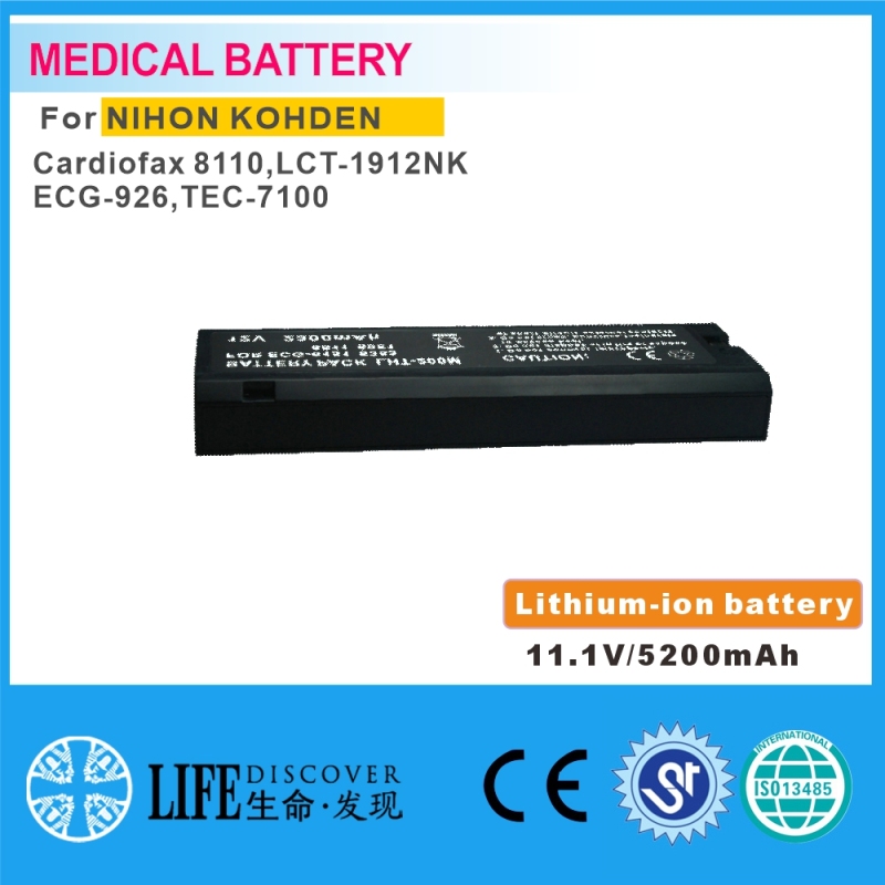 Lithium-ion battery 11.1V 5200mAh  NIHON KOHDEN Cardiofax 8110,LCT-1912NK,ECG-926,TEC-7100 EKG machine