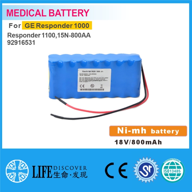 NI-MH battery 18V 800mAh FOR GE Responder 1000,Responder 1100,15N-800AA,92916531 Defibrillator