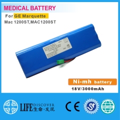 NI-MH battery 18V 3000mAh GE Marquette Mac 1200ST,MAC1200ST EKG machine