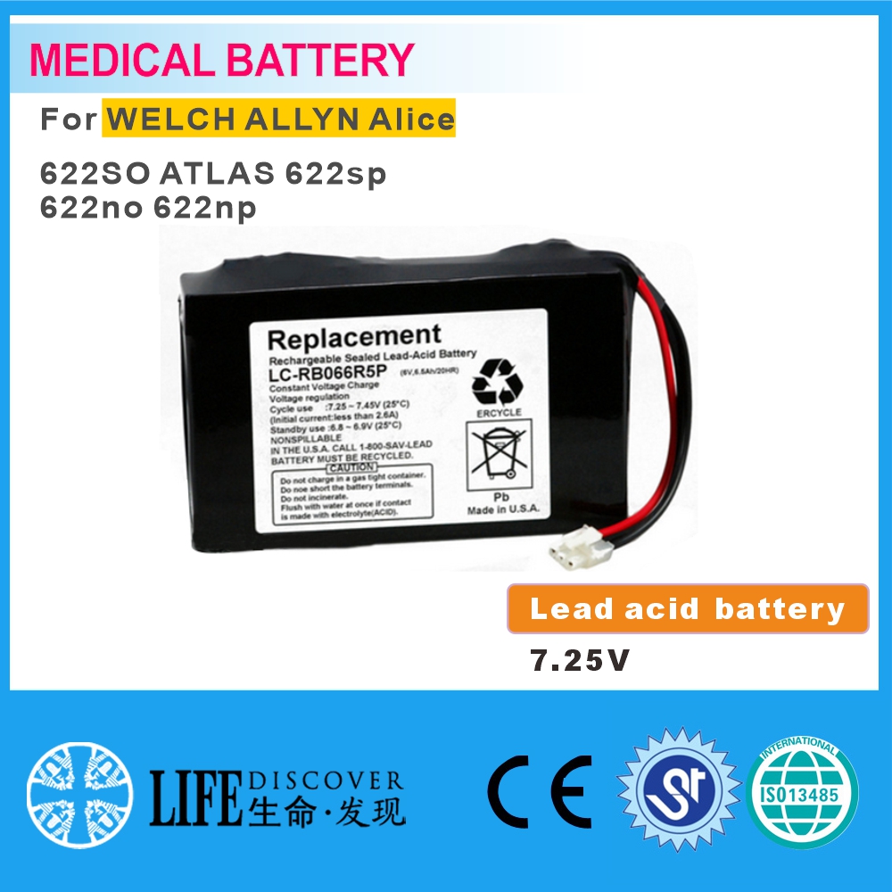 Lead-acid battery 7.25V WELCH ALLYN Alice 622SO ATLAS 622sp 622no 622np