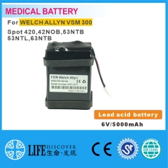 Lead-acid battery 6V 5000mAh  WELCH ALLYN VSM 300,Spot 420,42NOB,53NTB,53NTL,63NTB