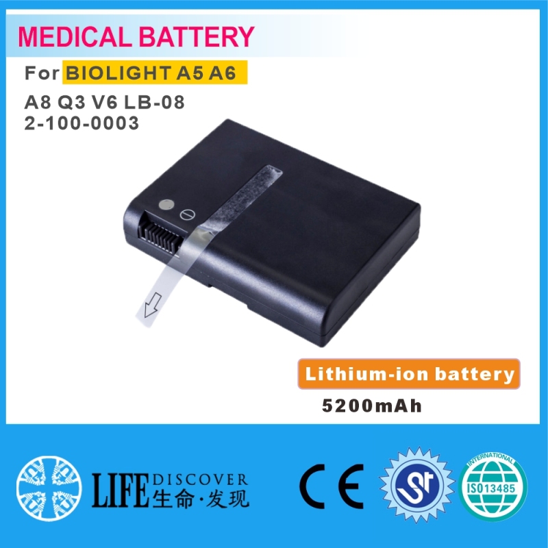 Lithium-ion battery V 5200mAh BIOLIGHT A5 A6 A8 Q3 V6 LB-08 2-100-0003 patient monitor