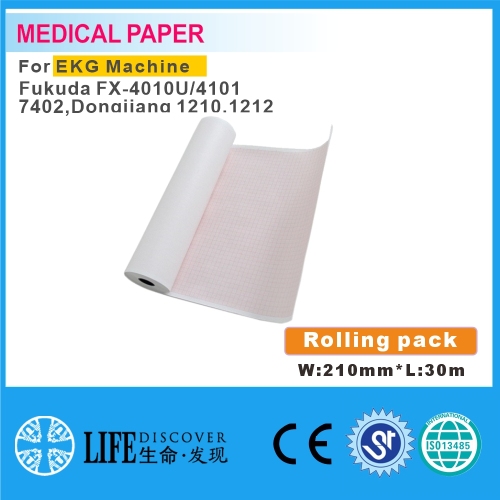 Medical thermal paper 210mm*30m For patient monitor no sheet Fukuda FX-4010U/4101,7402，Dongjiang 1210，1212 5rolling pack