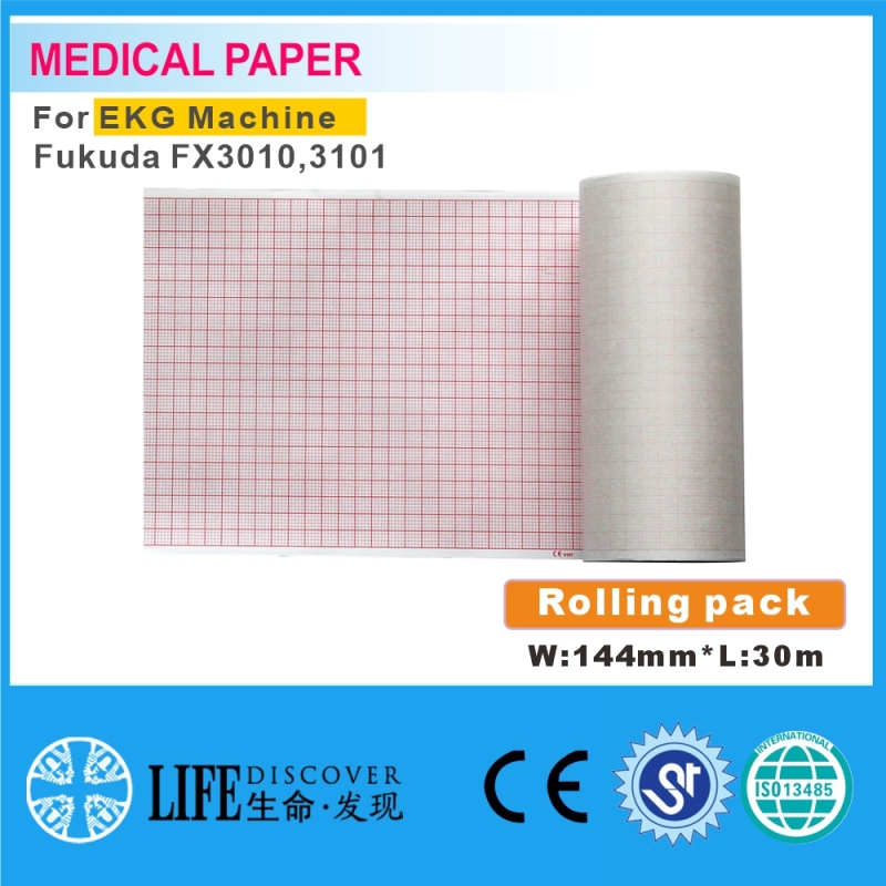 Medical thermal paper 144mm*30m For patient monitor no sheet Kanz 302，RXJ803,Dongjiang 1206 5rolling pack