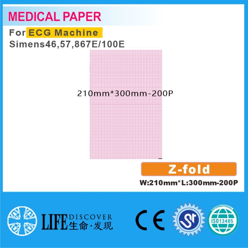 Medical thermal paper 210mm*300mm-200P For ECG Machine Simens46，57,867E/100E 5 books packing