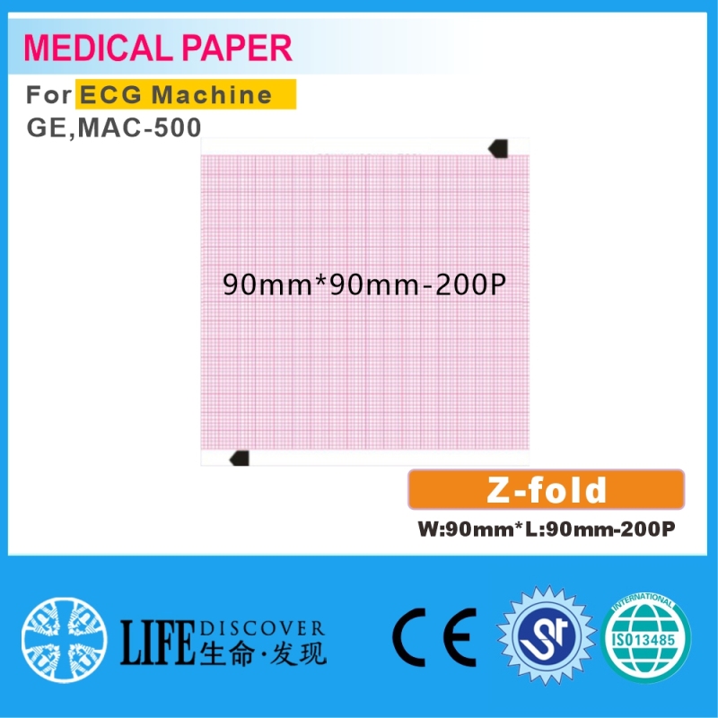 Medical thermal paper 90mm*90mm-200P For ECG Machine GE,MAC-500 5 books packing