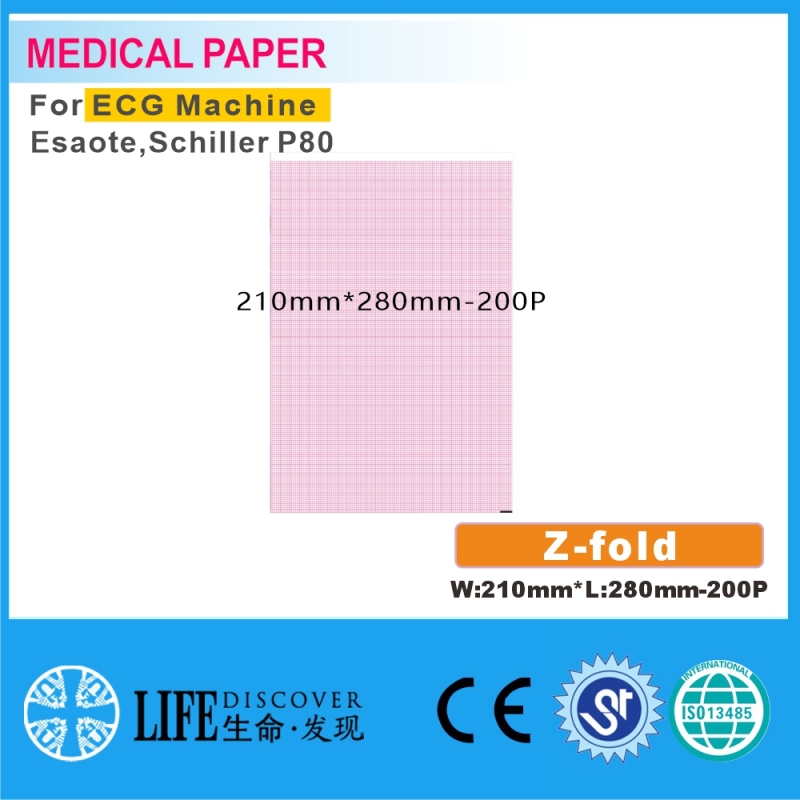Medical thermal paper 210mm*280mm-200P For ECG Machine Esaote，Schiller P80 5 books packing