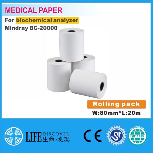 Medical thermal printing paper 80mm*20m For biochemical analyzer no sheet compatible for MIDRAY BC-2000 5rolling pack