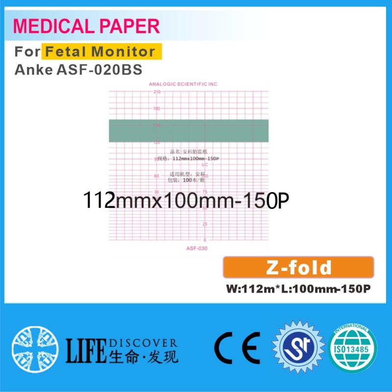 Medical thermal paper112mm*100mm-150P For Fetal Monitor Anke ASF-020BS 5 books packing
