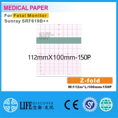 Medical thermal paper 112mm*100mm-150P For Fetal Monitor Sunray SRF619B++ 5 books packing