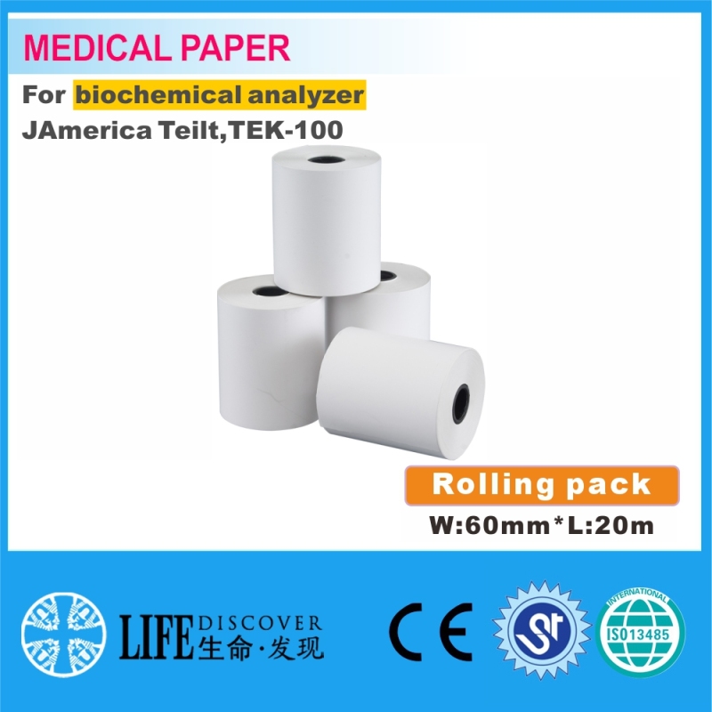 Medical thermal printing paper 60mm*20m For biochemical analyzer no sheet America Teilt,TEK-100 5rolling pack