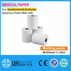 Medical thermal printing paper 60mm*30m For biochemical analyzer no sheet America Teilt,TEK-100 5rolling pack